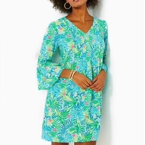 Lilly Pulitzer Blue and Green Tropical Dress